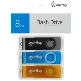 USB Flash накопитель 8GB SmartBuy Twist Black/Blue/Yellow (3 шт.) (SB008GB2TWKBYSET)