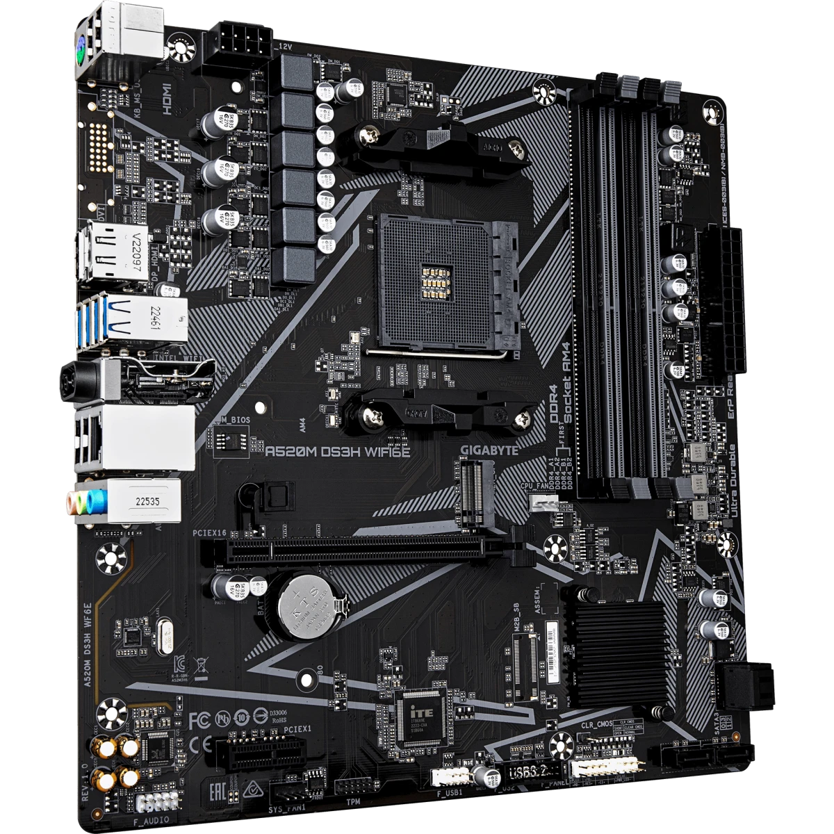 Материнская плата Gigabyte A520M DS3H WIFI6E - A520M DS3H WIFI6E/A520M DS3H WF6E - фото 2