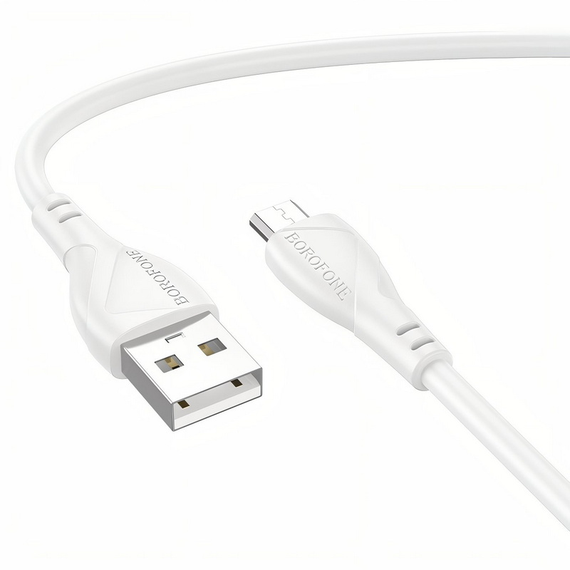 Кабель USB A (M) - microUSB B (M), 1м, Borofone BX121 White - 6941991123054
