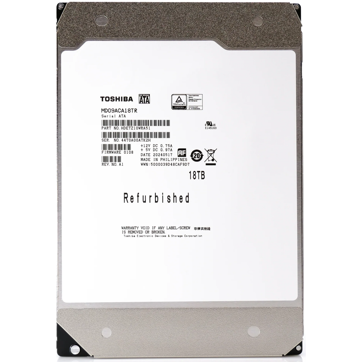 Жёсткий диск 18TB SATA-III Toshiba MD09 (MD09ACA18TR) Factory Recertified
