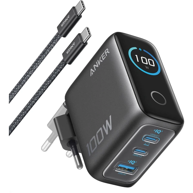Сетевое зарядное устройство Anker Charger 100W Smart Display Black - B121BGZ1