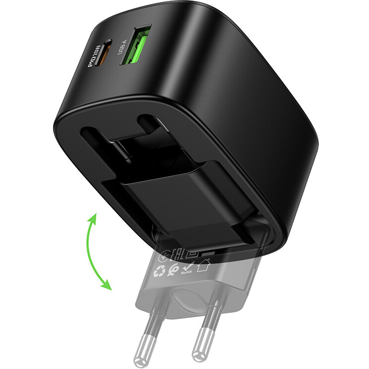 Сетевое зарядное устройство HOCO CS101A Black - 6942007674416 - фото 2
