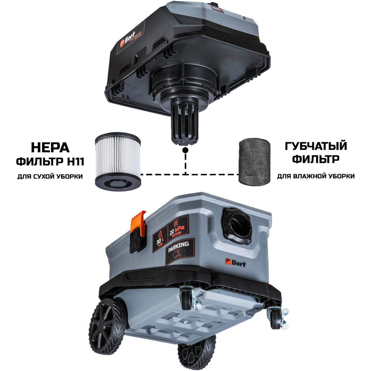 Профессиональный пылесос Bort BSS-1630-PRO - 93417685 - фото 3