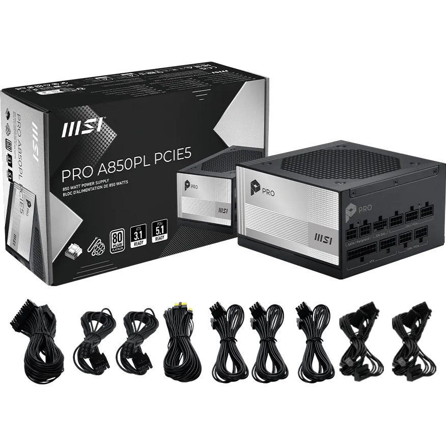 Блок питания 850W MSI PRO A850PL PCIE5 - 306-7ZPLY - фото 5
