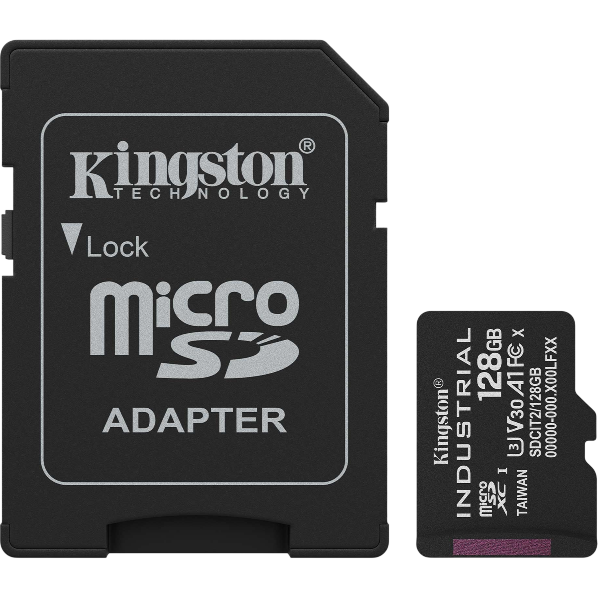 Карта памяти 128GB MicroSD Kingston Industrial + SD адаптер (SDCIT2/128GB)