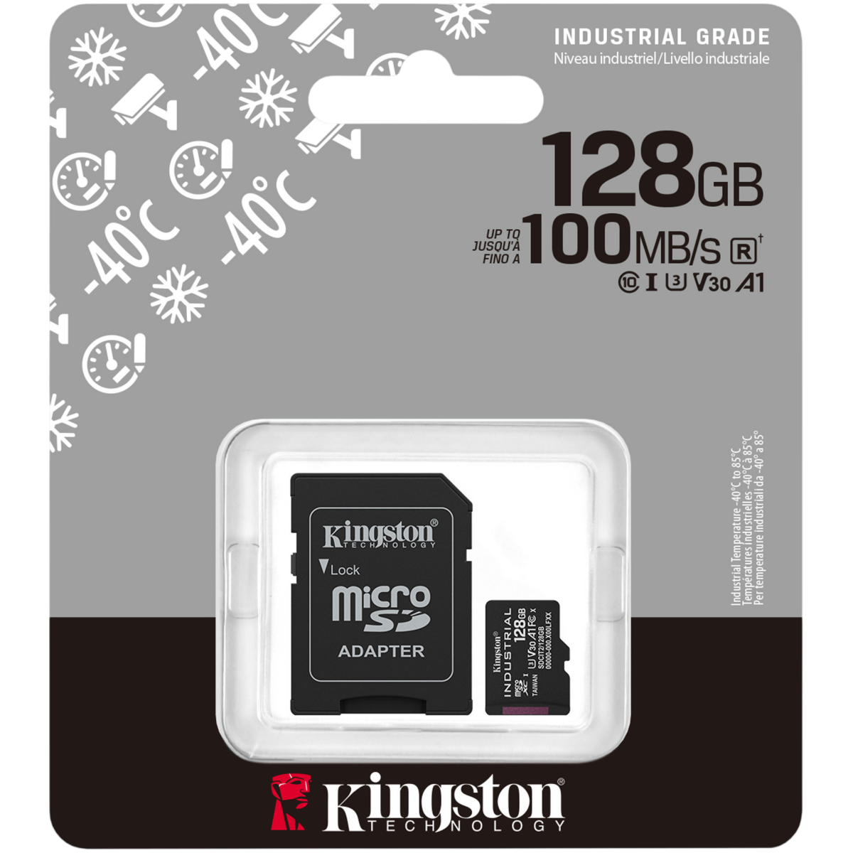Карта памяти 128GB MicroSD Kingston Industrial + SD адаптер (SDCIT2/128GB) - фото 3
