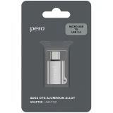 Переходник USB A (F) - microUSB B (M), PERO AD02 Silver (PRAD02MUSR)