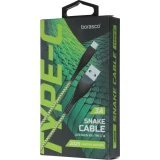 Кабель USB - USB Type-C, 1м, BoraSCO 52587 Green