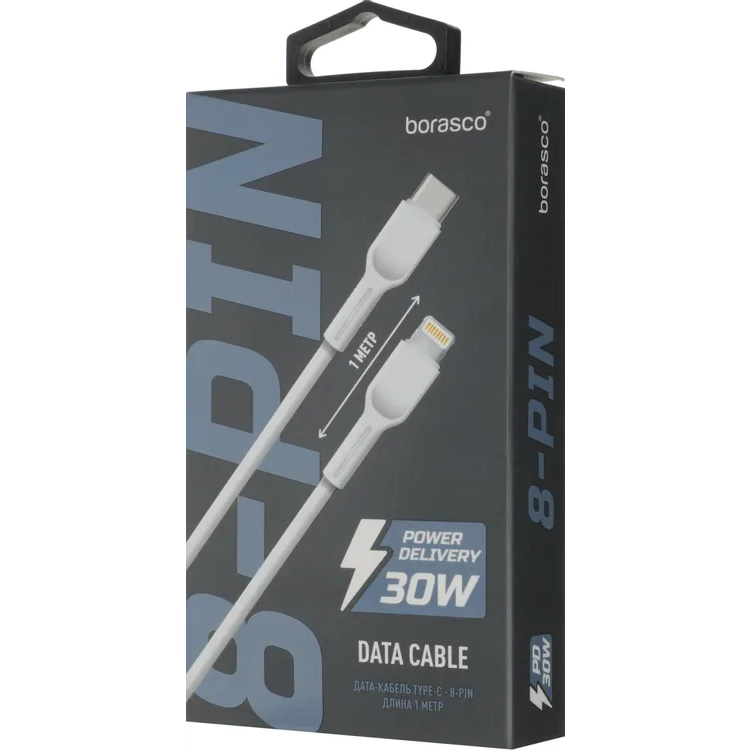 Кабель USB - Lightning, 1м, BoraSCO 38525 White - фото 4