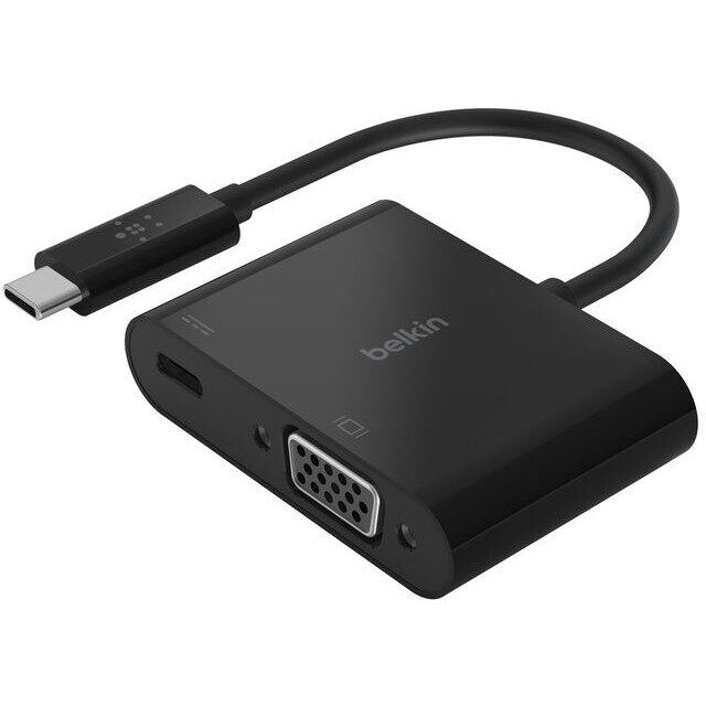 Переходник USB Type-C (M) - VGA (F)/USB Type-C (F), Belkin AVC001btBK