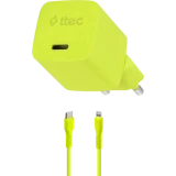 Сетевое зарядное устройство ttec SmartCharger Pro GAN 20W Neon Yellow + Lightning Cable (2SCG20LNS)