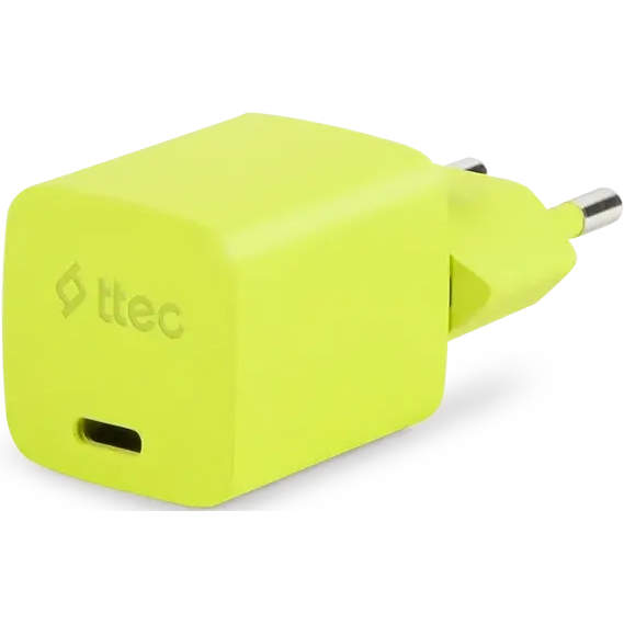 Сетевое зарядное устройство ttec SmartCharger Pro GAN 20W Neon Yellow + USB-C Cable - 2SCG20CNS - фото 2