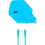 Сетевое зарядное устройство ttec SmartCharger Pro GAN 20W Neon Blue + USB-C Cable (2SCG20CNM)