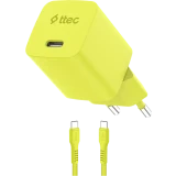 Сетевое зарядное устройство ttec SmartCharger Pro GAN 45W Neon Yellow + USB-C Cable (2SCG45CNS)
