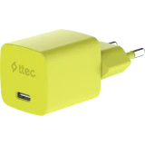 Сетевое зарядное устройство ttec SmartCharger Pro GAN 45W Neon Yellow + USB-C Cable (2SCG45CNS)