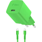 Сетевое зарядное устройство ttec SmartCharger Pro GAN 45W Neon Green + USB-C Cable (2SCG45CNY)