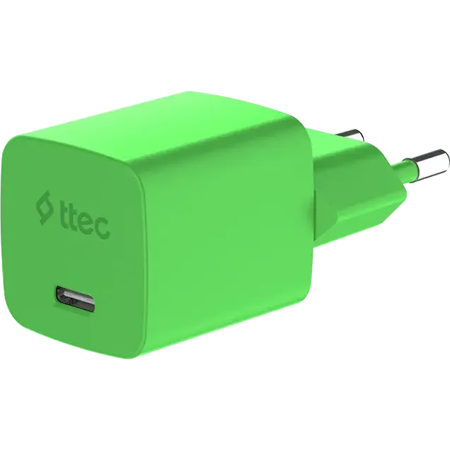 Сетевое зарядное устройство ttec SmartCharger Pro GAN 45W Neon Green + USB-C Cable - 2SCG45CNY - фото 2