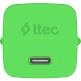 Сетевое зарядное устройство ttec SmartCharger Pro GAN 45W Neon Green + USB-C Cable (2SCG45CNY)