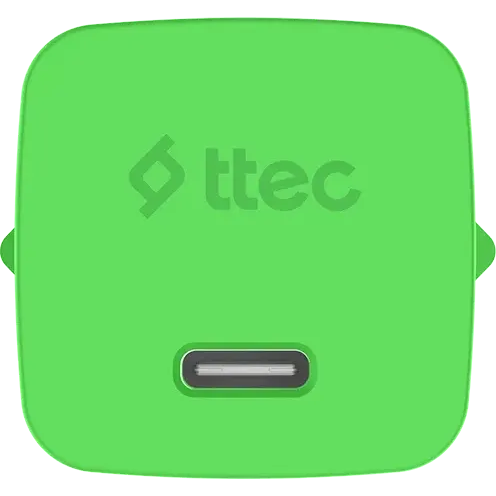 Сетевое зарядное устройство ttec SmartCharger Pro GAN 45W Neon Green + USB-C Cable - 2SCG45CNY - фото 3