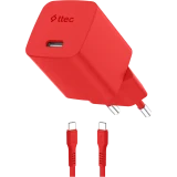 Сетевое зарядное устройство ttec SmartCharger Pro GAN 45W Neon Red + USB-C Cable (2SCG45CNK)