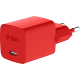 Сетевое зарядное устройство ttec SmartCharger Pro GAN 45W Neon Red + USB-C Cable (2SCG45CNK)
