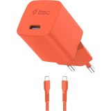 Сетевое зарядное устройство ttec SmartCharger Pro GAN 45W Neon Orange + USB-C Cable (2SCG45CNT)