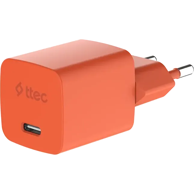 Сетевое зарядное устройство ttec SmartCharger Pro GAN 45W Neon Orange + USB-C Cable - 2SCG45CNT - фото 2