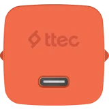 Сетевое зарядное устройство ttec SmartCharger Pro GAN 45W Neon Orange + USB-C Cable (2SCG45CNT)