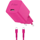 Сетевое зарядное устройство ttec SmartCharger Pro GAN 45W Neon Pink + USB-C Cable (2SCG45CNP)