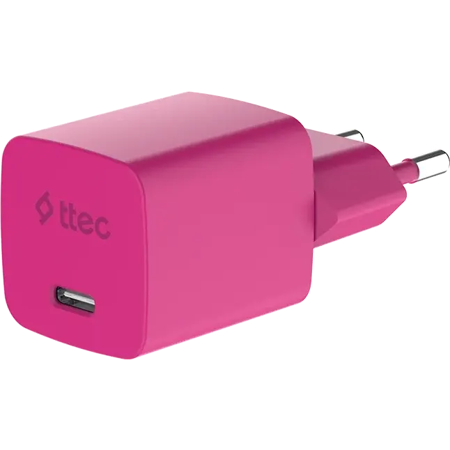 Сетевое зарядное устройство ttec SmartCharger Pro GAN 45W Neon Pink + USB-C Cable - 2SCG45CNP - фото 2