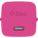 Сетевое зарядное устройство ttec SmartCharger Pro GAN 45W Neon Pink + USB-C Cable (2SCG45CNP)