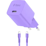 Сетевое зарядное устройство ttec SmartCharger Pro GAN 45W Neon Purple + USB-C Cable (2SCG45CNMR)