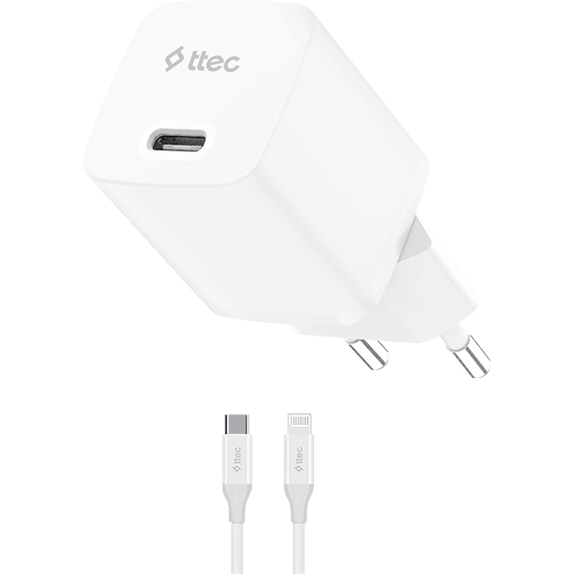 Сетевое зарядное устройство ttec SmartCharger Pro GAN 30W White + Lightning Cable - 2SCG30LB