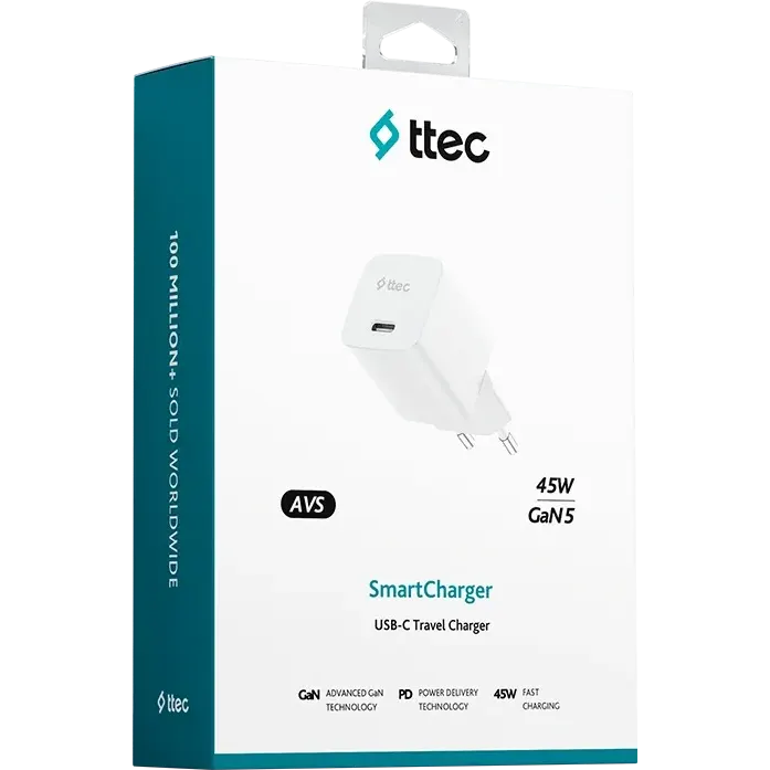 Сетевое зарядное устройство ttec SmartCharger Pro GAN 45W White - 2SCG45B - фото 6