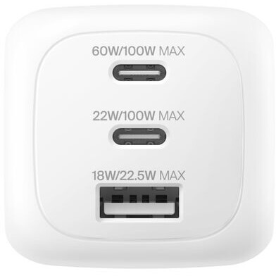Сетевое зарядное устройство Belkin BoostCharge Pro 3-Port GaN 100W White + Travel Adapter Kit - WCH016hqWH - фото 2