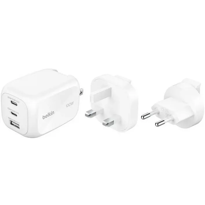 Сетевое зарядное устройство Belkin BoostCharge Pro 3-Port GaN 100W White + Travel Adapter Kit - WCH016hqWH