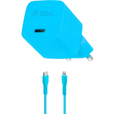Сетевое зарядное устройство ttec SmartCharger Pro GAN 20W Neon Blue + Lightning Cable (2SCG20LNM)