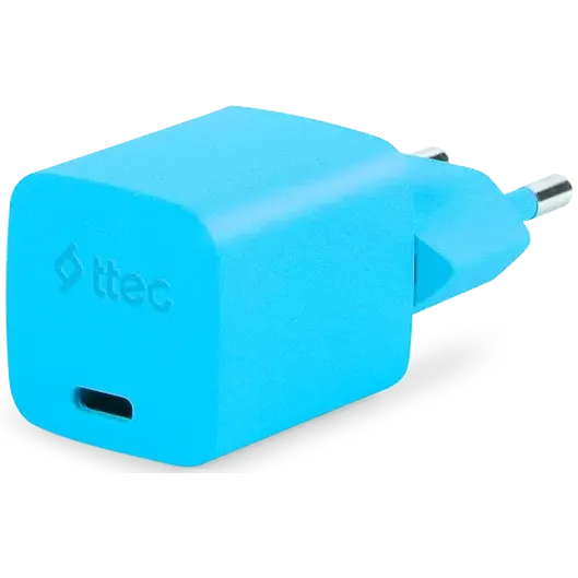 Сетевое зарядное устройство ttec SmartCharger Pro GAN 20W Neon Blue + Lightning Cable - 2SCG20LNM - фото 2