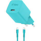 Сетевое зарядное устройство ttec SmartCharger Pro GAN 45W Neon Blue + USB-C Cable (2SCG45CNM)
