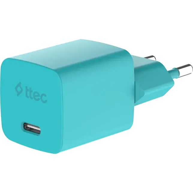 Сетевое зарядное устройство ttec SmartCharger Pro GAN 45W Neon Blue + USB-C Cable - 2SCG45CNM - фото 2
