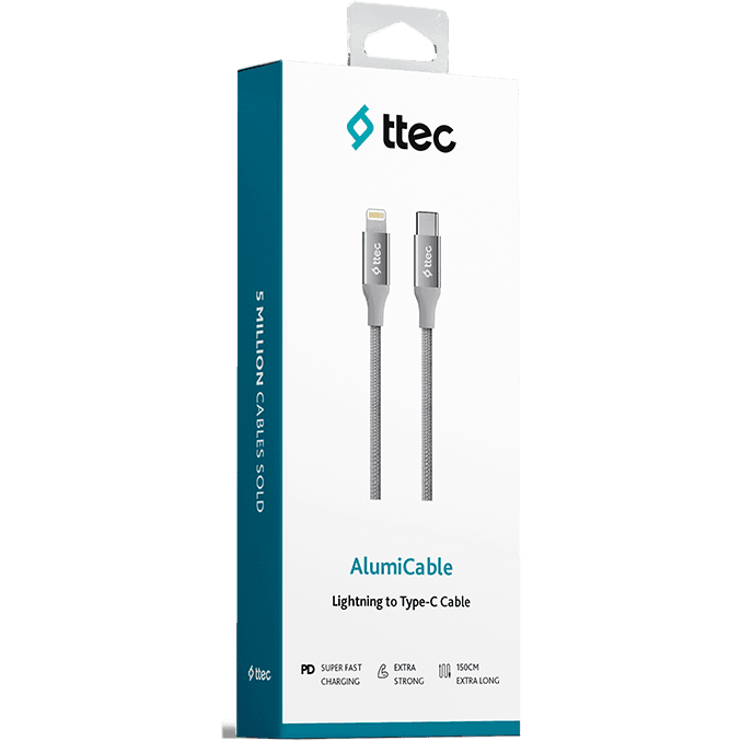 Кабель USB Type-C - Lightning, 1.5м, ttec 2DK41UG Space Gray - фото 2