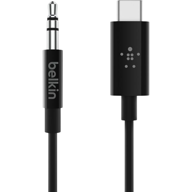 Кабель USB Type-C - 3.5 Jack, 0.9м, Belkin F7U079bt03-BLK