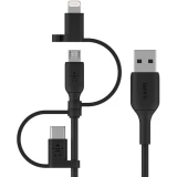 Кабель USB - microUSB/USB Type-C/Lightning, 1м, Belkin CAC001bt1MBK