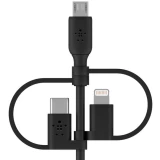 Кабель USB - microUSB/USB Type-C/Lightning, 1м, Belkin CAC001bt1MBK