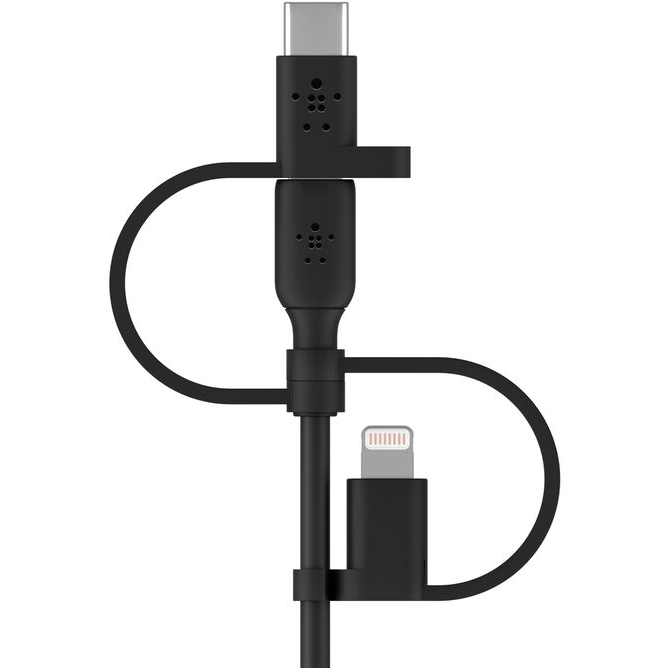 Кабель USB - microUSB/USB Type-C/Lightning, 1м, Belkin CAC001bt1MBK - фото 4