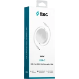 Кабель USB Type-C - USB Type-C, 1.2м, ttec 2DK65G White