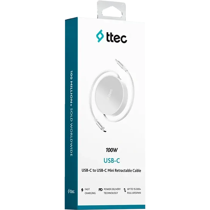 Кабель USB Type-C - USB Type-C, 1.2м, ttec 2DK65G White - фото 7