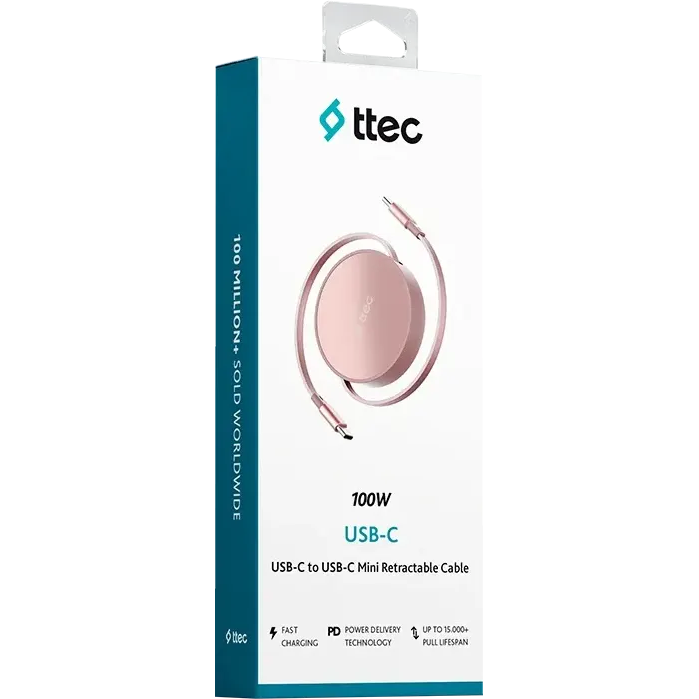 Кабель USB Type-C - USB Type-C, 1.2м, ttec 2DK65P Pink - фото 7