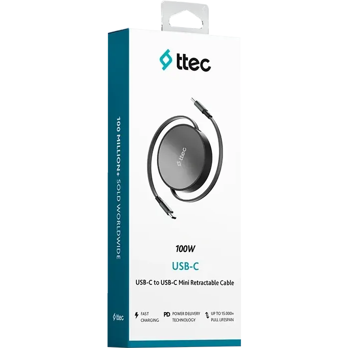 Кабель USB Type-C - USB Type-C, 1.2м, ttec 2DK65S Black - фото 7