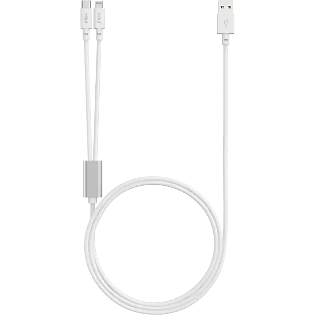Кабель USB Type-C - USB Type-C/Lightning, 1.2м, ttec 2DK64B White - фото 2